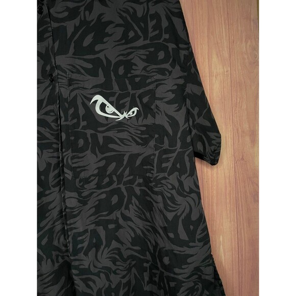 No Fear X H&M Button Up Shirt Short Sleeve Oversized Side Slit Men Size Medium - Picture 3 of 8